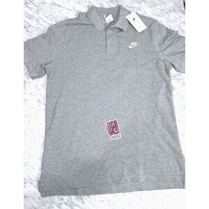 Nike Classic Sportswear Knit Polo top Grey Men's Medium CJ4456-063 NEW